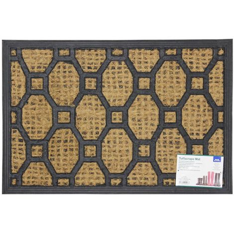Black Plastic JVL Outdoor Honeycomb Rubber Ring Entrance Floor Door Mat 40 x 60 cm