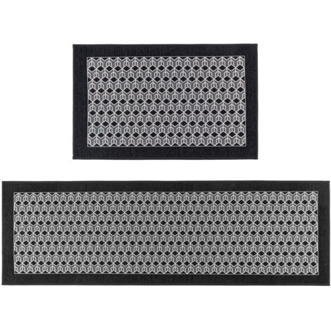 JVL Allure Doormat and Runner Set, Black