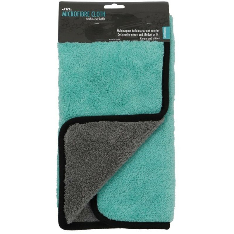 JVL - Car Bike Care Cleaning Range Luxury Microfibre Cloth, 40 x 0.5 x 30 cm,Teal and Grey