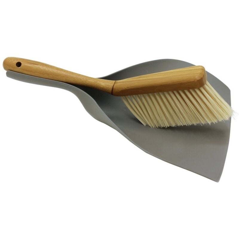 JVL - Dustpan and Bristle Brush Set, Natural, Bamboo