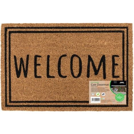 JVL Eco-Friendly Latex Backed Coir Entrance Doormat, 40x60cm - Welcome Border