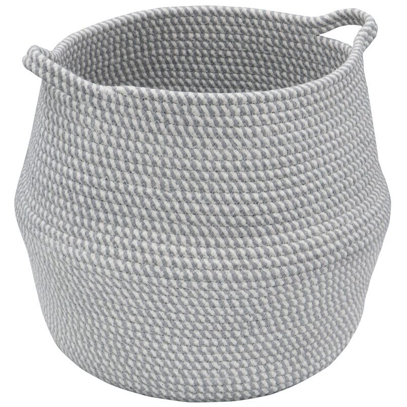 Edison Round Belly Cotton Rope Storage, Large, Grey - JVL