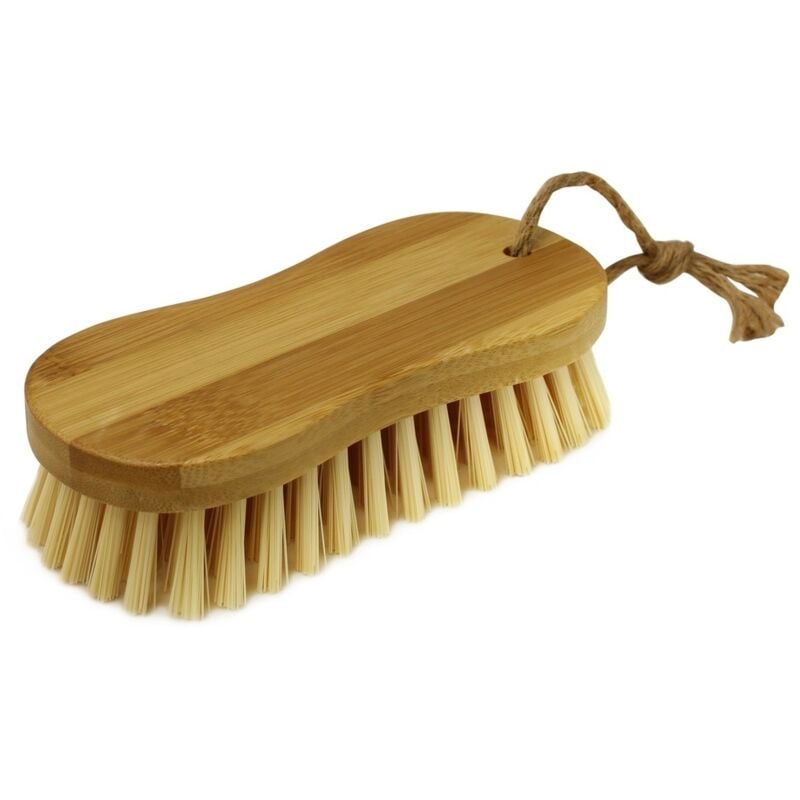 Bamboo Hand Scrubbing Brush with Hemp Loop, Natural