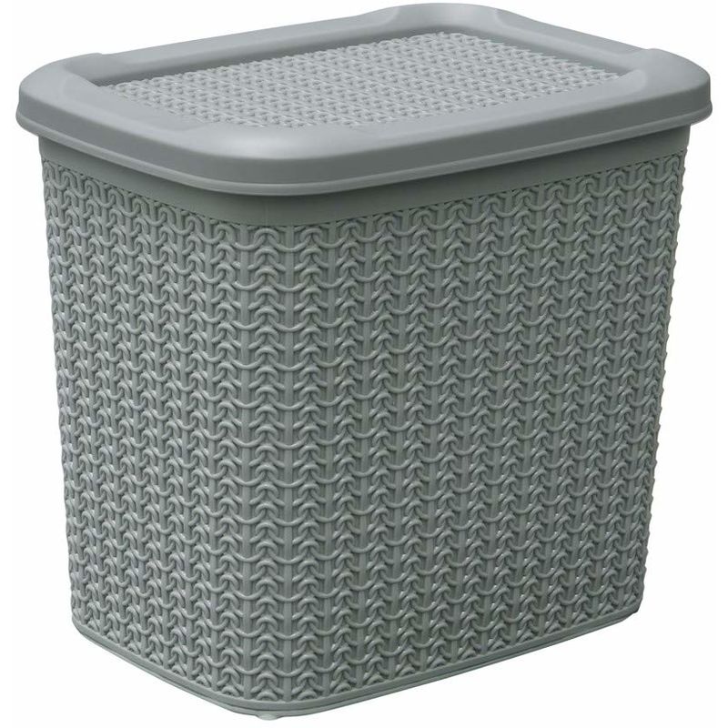 Knit Design Loop Plastic Storage Box 10L, Grey 27 x 29 x 21 cm - JVL