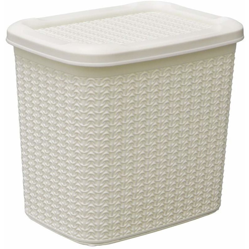 Knit Design Loop Plastic Storage Box 10L, Ivory 27 x 29 x 21 cm - JVL
