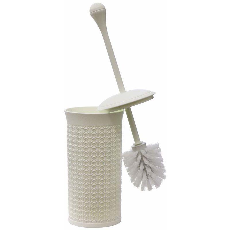 Knit Design Loop Plastic Toilet Brush and Holder, Ivory 40cm x 12cm - JVL
