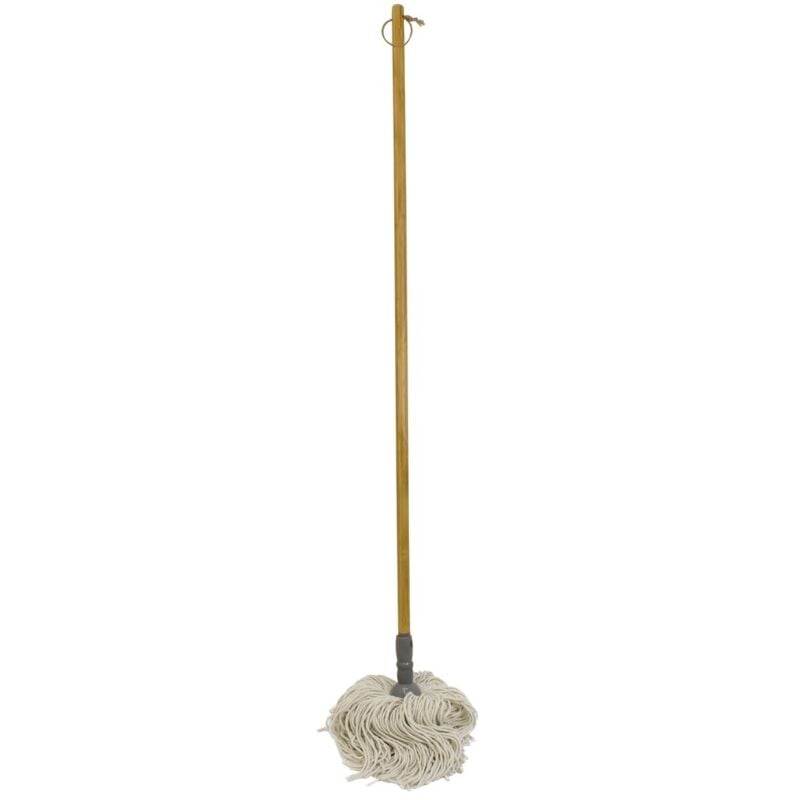 JVL - Natural Pure Cotton String Floor Mop,118cm w:8 x D:25 ,Retro Bamboo