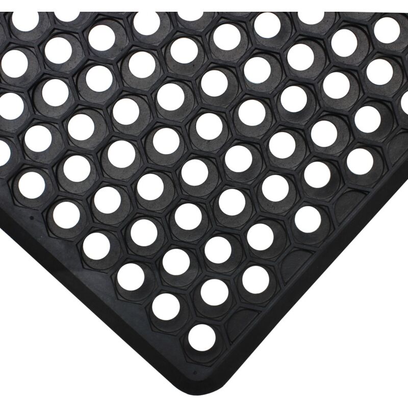 Jvl Outdoor Honeycomb Rubber Ring Entrance Floor Door Mat Black