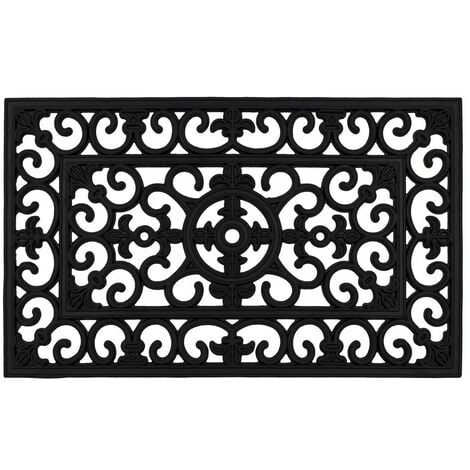 JVL Rubber Doormat, 45x75cm, Lexi Wrought Iron Effect