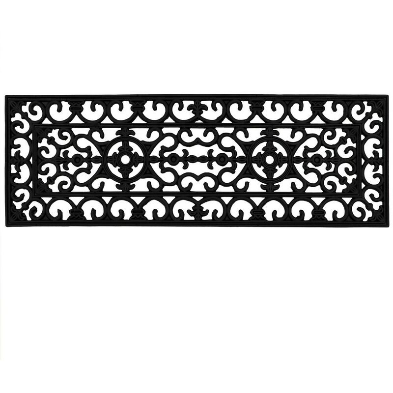 Jvl - Lexi Wrought Iron Effect Rubber Step Mat, 25x75cm, Black