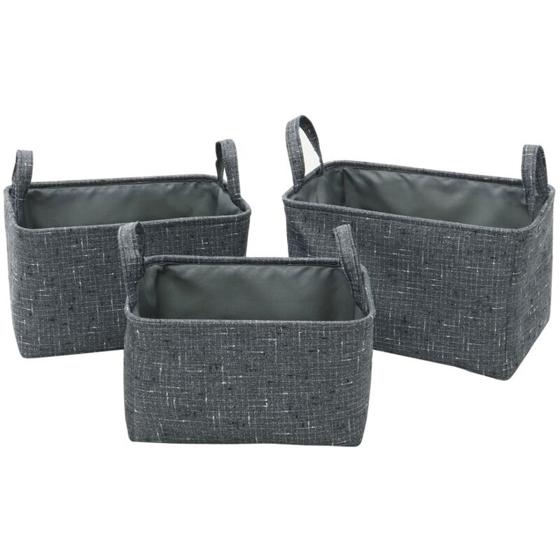 Jvl - Shadow Rectangular Fabric Storage Baskets with Handles, Set of 3