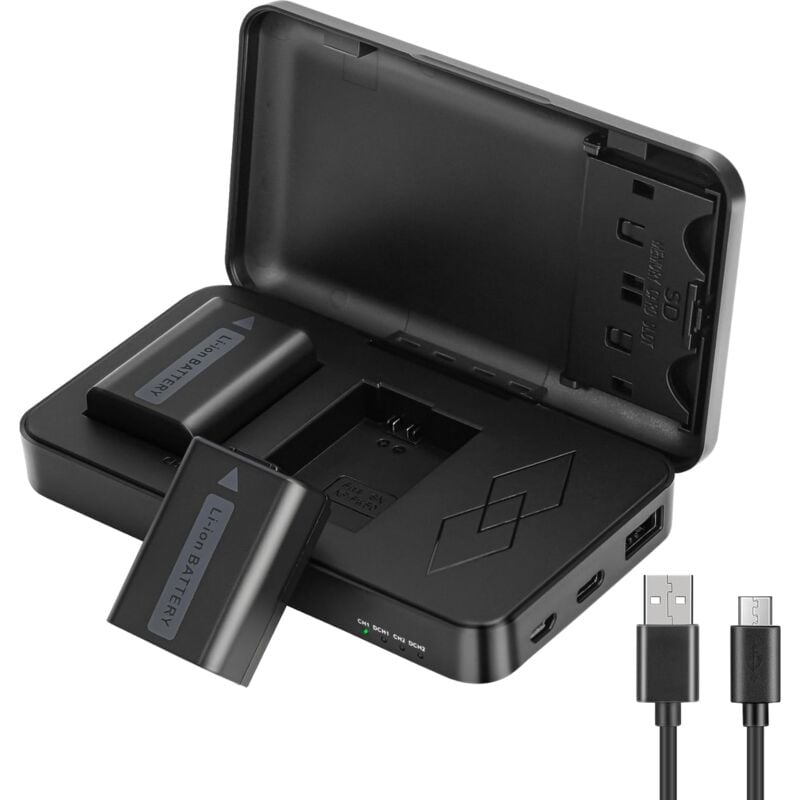 Jyjzpb - NP-FW50 Batterie de Rechange et A7 ii Chargeur pour Sony Alpha A6000 A6400 A6500 A6300 A6100 A7II ZV-E10 A7 A7RII A7SII A7S A7S2 A7R A7R2