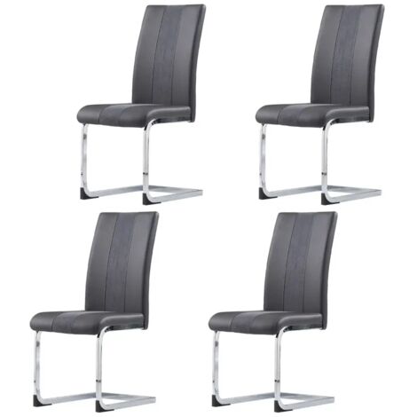 JYMTOM Chaise Confort Similicuir - Structure Robuste - Pieds Anti-Rayures - Pour Bureau, Maison, Restaurant（4，Gris）