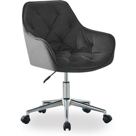 JYMTOM Chaise de Bureau Fauteuil , Tabourets de Bar en Velours, Réglables en Hauteur Chaises Assise Pivotante à 360°, pour Bureau,Manger,Comptoir-Gris