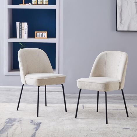 JYMTOM Chaise de Salle à Manger avec Coussin à Ressorts, Dossier Ergonomique, Pied Métal et Coussinets de Protection – 82 cm de Hauteur, Assise 50 cm ( 2 ,Beige )
