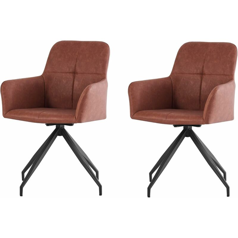 Esszimmerstuhl Sessel Esszimmerstuhl Entspannender Sessel mit Rückenlehne Kunstleder um 360 Grad drehbar in Küche und Wohnzimmer (Brown, 2) - Jymtom