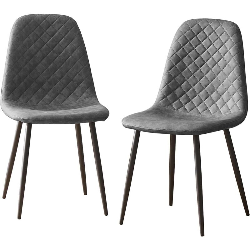 Jymtom - Lot de 2 chaises de salle à manger Simili Cuir Siège rembourrée pieds en métal, pour salon, chambre,Bureau - Gris