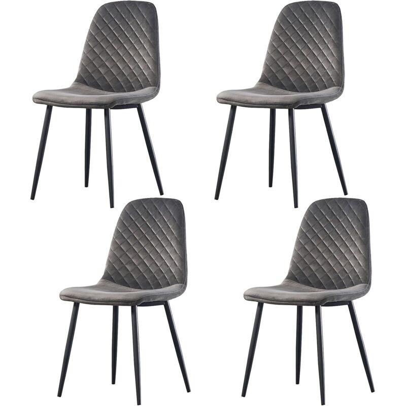 Jymtom - Lot de 4 chaises de salle à manger Velours Siège rembourrée pieds en métal, pour salon, chambre,Bureau - Gris