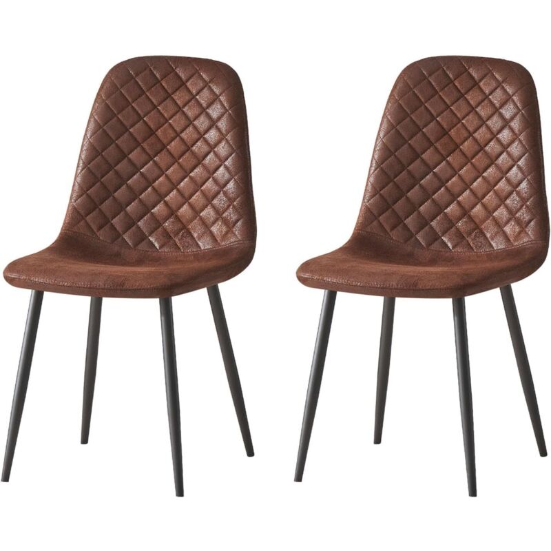 Jymtom - Lot de 2 Chaises Tissu en Daim Marron Pied Métal Salle à manger Salon Bureau Chambre - marron