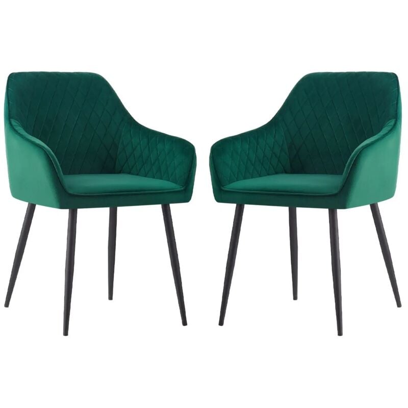 Jymtom - Lot de 2 Chaise de salle à manger, Fauteuil, Siège rembourrée, avec accoudoirs, pieds en métal, revêtement en velours, pour salon, chambre