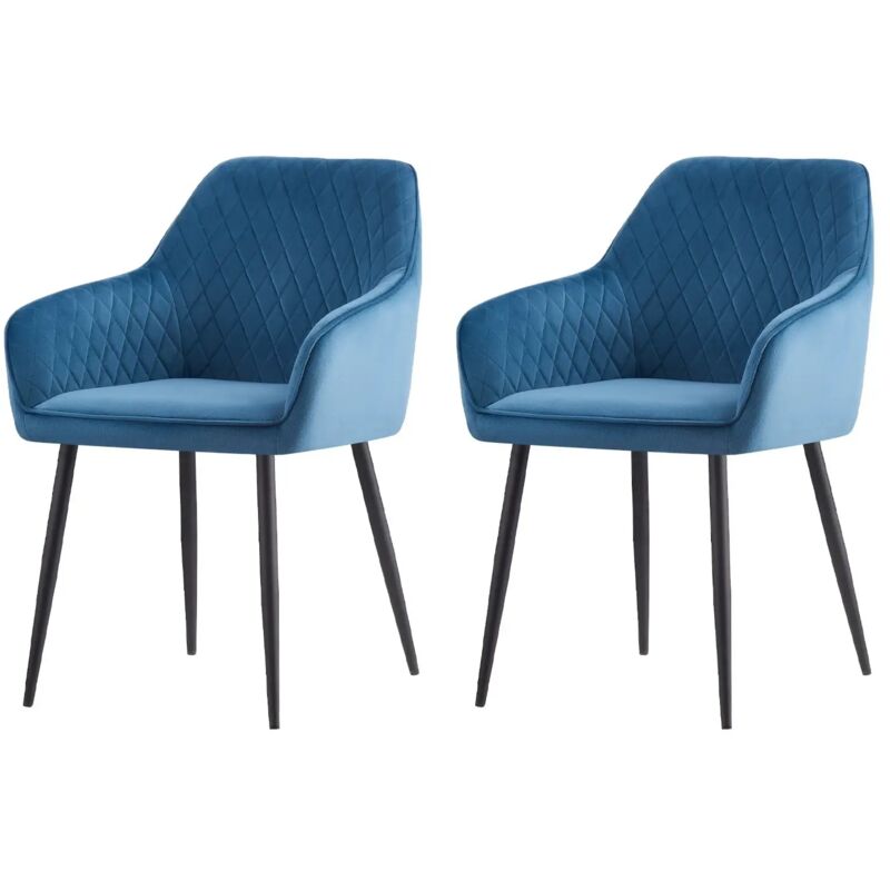 Jymtom - Lot de 2 Chaise de salle à manger, Fauteuil, Siège rembourrée, avec accoudoirs, pieds en métal, revêtement en velours, pour salon, chambre
