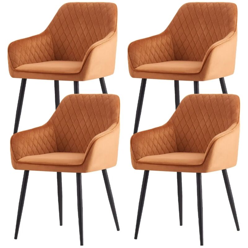 Jymtom - Lot de 4 Chaise de salle à manger, Fauteuil, Siège rembourrée, avec accoudoirs, pieds en métal, revêtement en velours, pour salon, chambre
