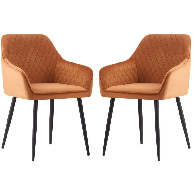 Jymtom - Lot de 2 Chaise de salle à manger, Fauteuil, Siège rembourrée, avec accoudoirs, pieds en métal, revêtement en velours, pour salon, chambre