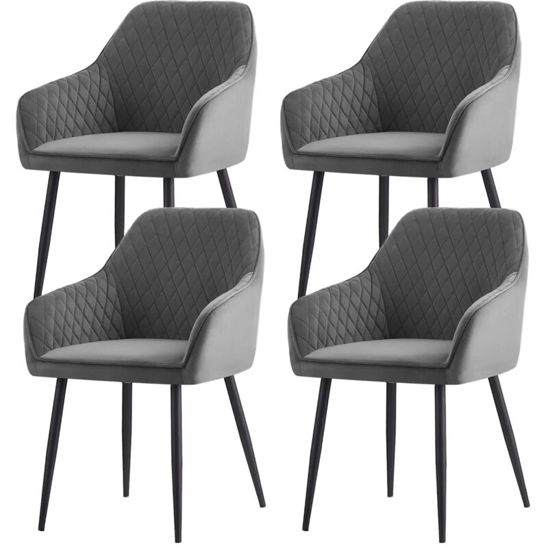 Jymtom - Lot de 4 Chaise de salle à manger, Fauteuil, Siège rembourrée, avec accoudoirs, pieds en métal, revêtement en velours, pour salon, chambre