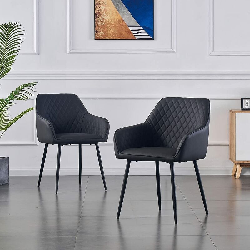 Jymtom - Lot de 2 Fauteuil,Chaises en Cuir Synthétique avec Accoudoirs et des Pieds en Métal de Salle à Manger ou de Bureau