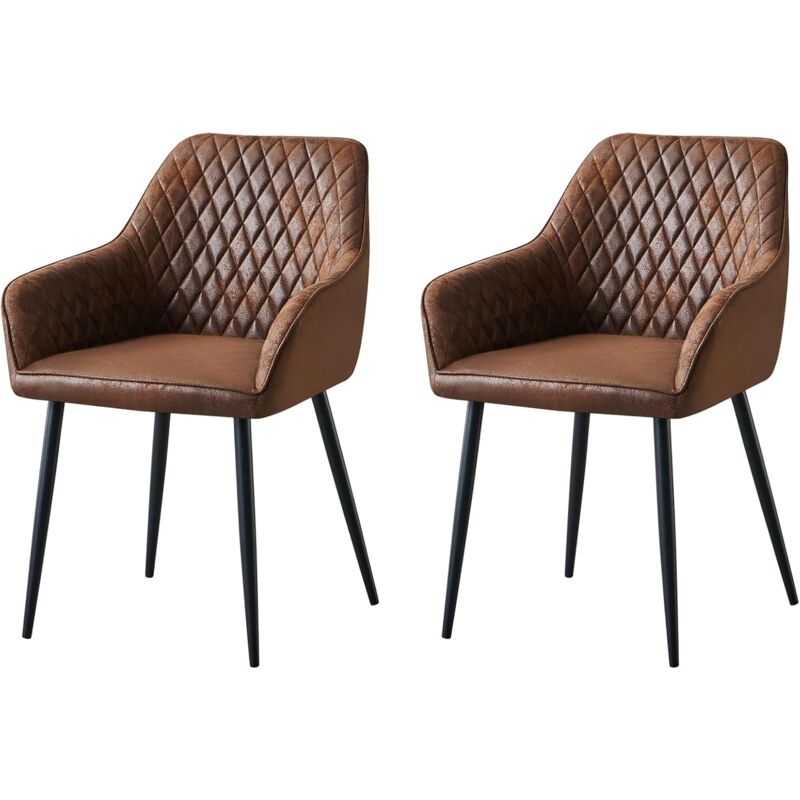Jymtom - Lot de 2 Chaise de salle à manger, Fauteuil, Siège rembourrée, avec accoudoirs, pieds en métal, revêtement en velours, pour salon, chambre