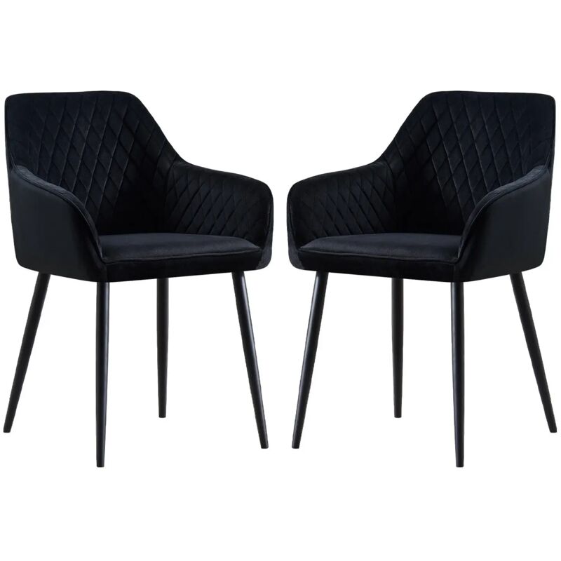 Jymtom - Lot de 2 Chaise de salle à manger, Fauteuil, Siège rembourrée, avec accoudoirs, pieds en métal, revêtement en velours, pour salon, chambre