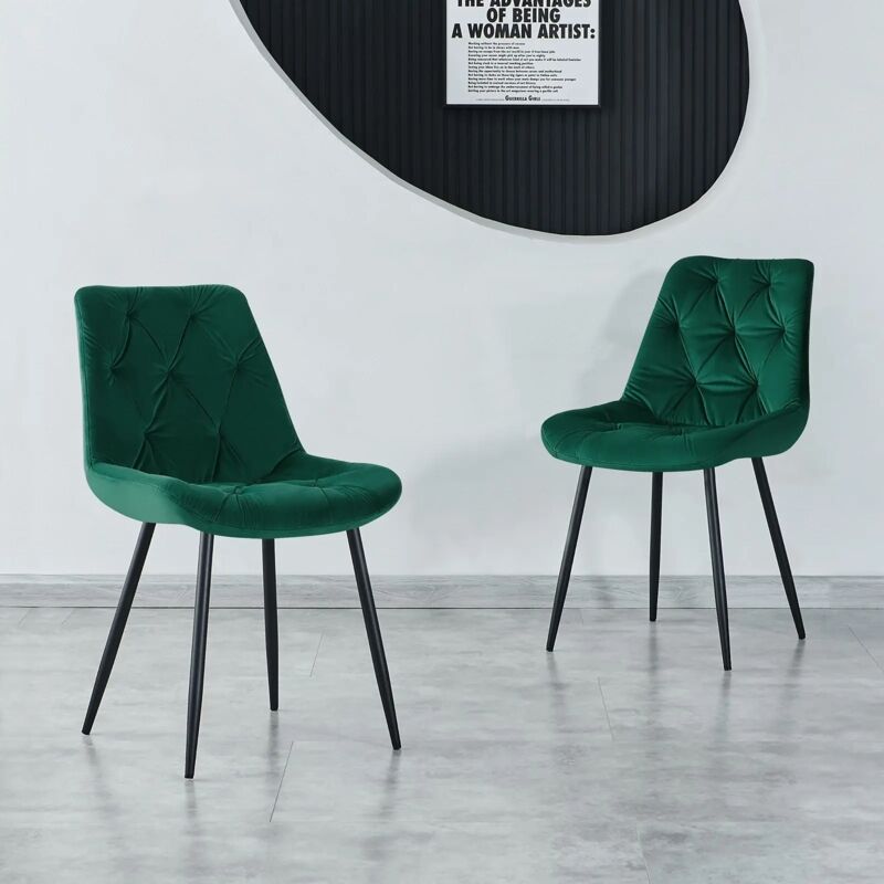 Jymtom - Lot de 2 Chaise en velours mousse haute densité de style nordique Pieds en acier antidérapants 121 kg Conception ergonomique porteuse Salle