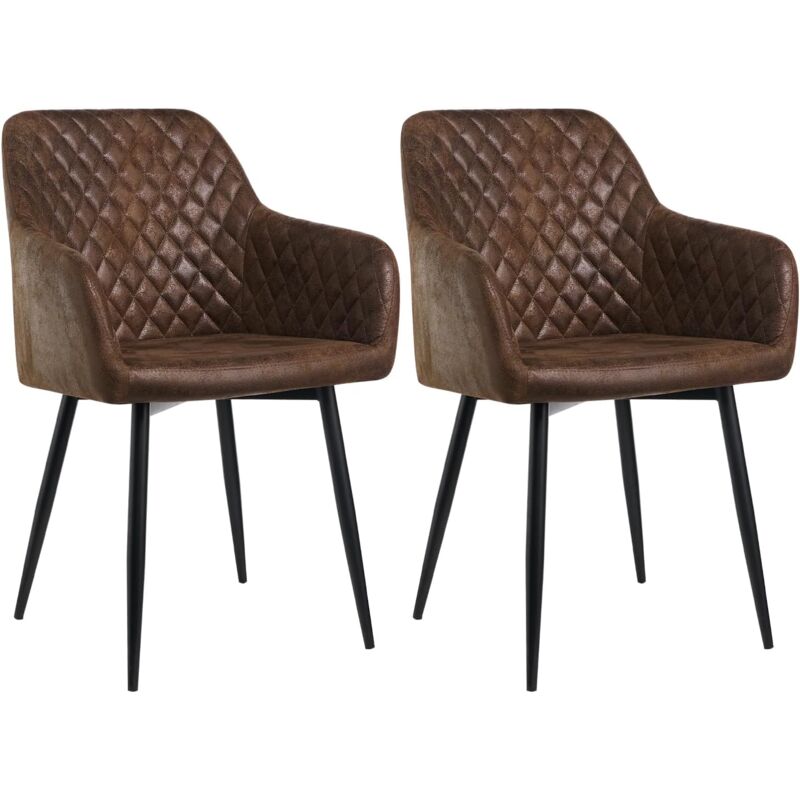 Jymtom - Lot de 2 Chaise Salle à Manger, Design scandinave Fauteuil en Similicuir, Rembourrée, Charge Max.120 kg, Pieds en Métal, pour Manger,