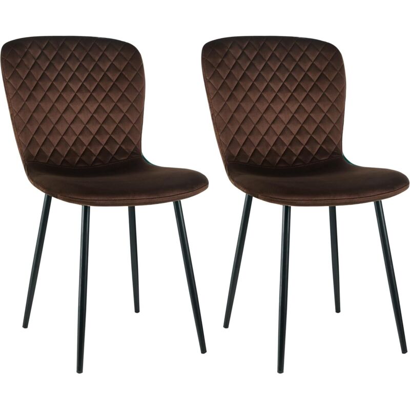 Jymtom - Lot de 2 chaises de salle à manger en velours avec dossier et pieds en métal - Style scandinave - Avec revêtement en velours - Pour table à