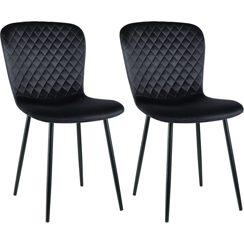 Jymtom - Lot de 2 chaises de salle à manger en velours avec dossier et pieds en métal - Style scandinave - Avec revêtement en velours - Pour table à