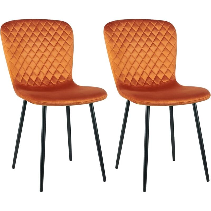 Jymtom - Lot de 2 chaises de salle à manger en velours avec dossier et pieds en métal - Style scandinave - Avec revêtement en velours - Pour table à