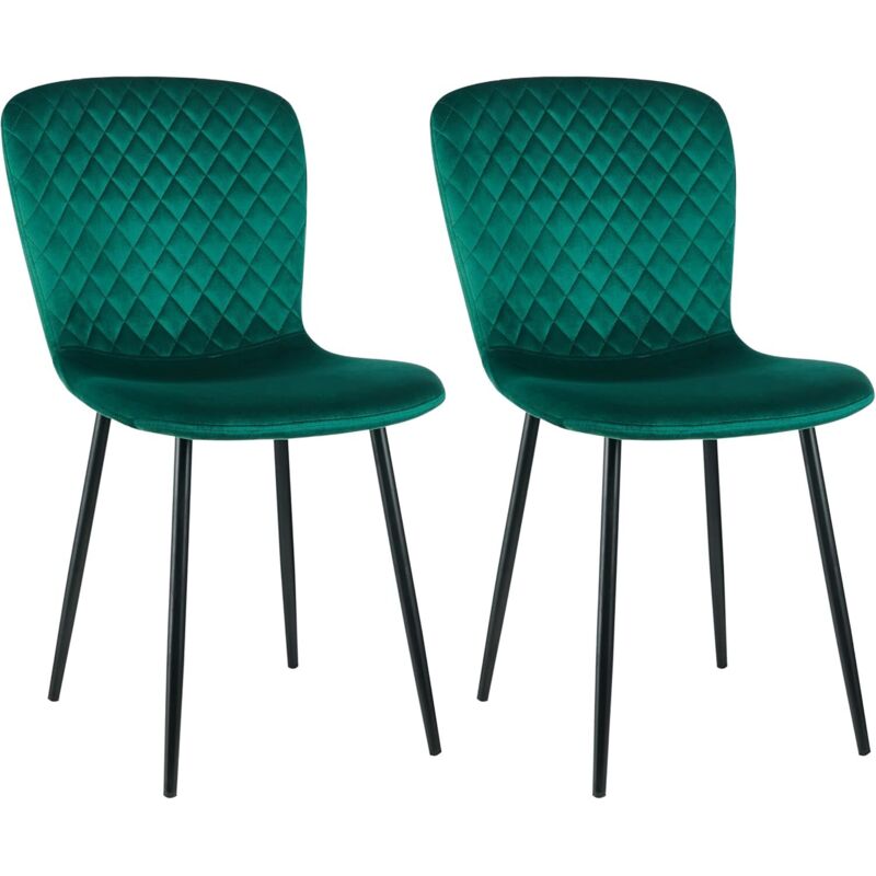 Jymtom - Lot de 2 chaises de salle à manger en velours avec dossier et pieds en métal - Style scandinave - Avec revêtement en velours - Pour table à