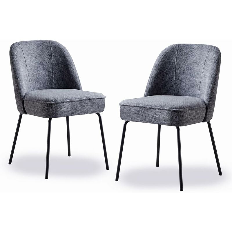 Jymtom - Lot de 2 chaises de salle à manger, haute résilience avec coussin à ressorts, dossier ergonomique incurvé avec pieds en métal pour salon,