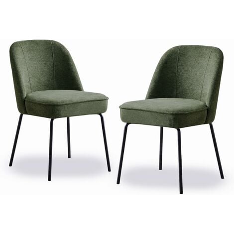 JYMTOM Lot de 2 chaises de salle à manger, haute résilience avec coussin à ressorts, dossier ergonomique incurvé avec pieds en métal pour salon, cuisine et chambre à coucher-Vert