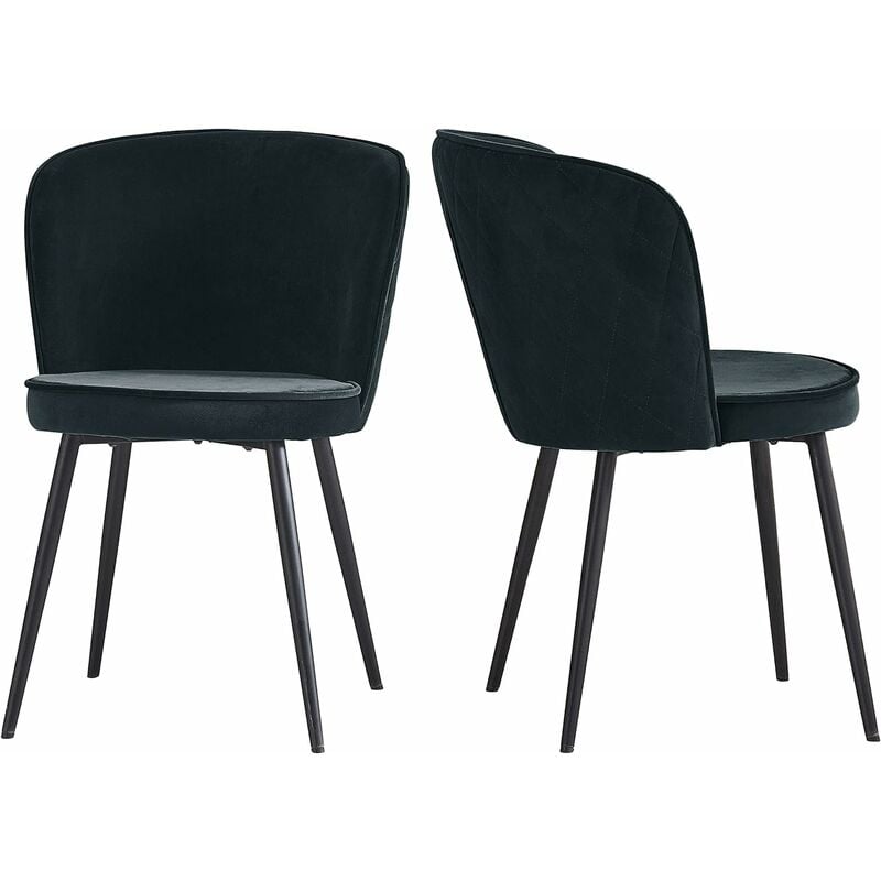Lot de 2 chaises en velours Noir pour salle à manger, Pour séjour, Chambre, cuisine, Bureau - Noir - Jymtom
