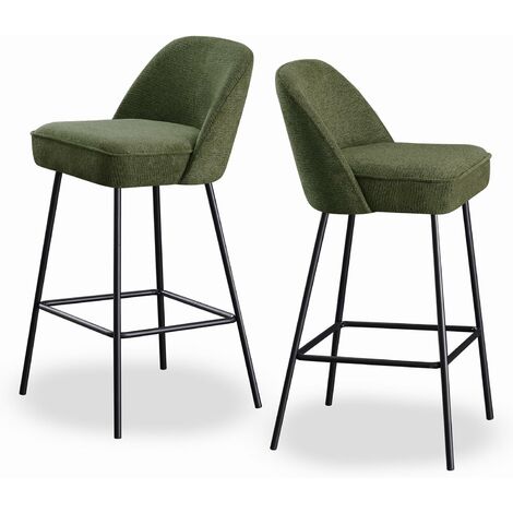 Jymtom – Lot de 2 tabourets de bar en métal – Hauteur d'assise 75cm – Dossier rembourré et coussin à ressorts – Pour cuisine et restaurants