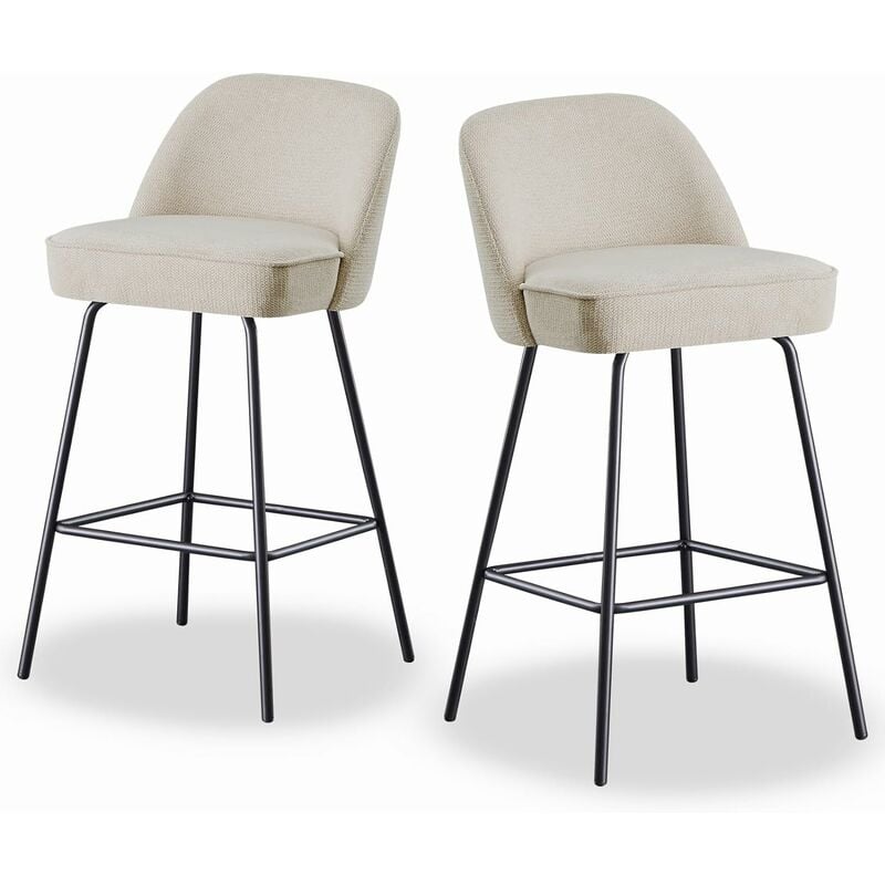 Jymtom - Lot de 2 tabourets de bar, haute résilience avec coussin à ressorts et pieds en métal, tabourets de bar pour petit-déjeuner, sans