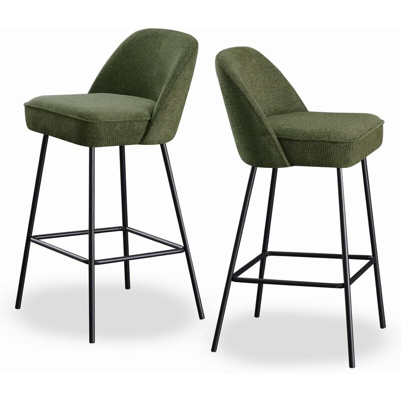 Jymtom - Lot de 2 tabourets de bar, haute résilience avec coussin à ressorts et pieds en métal, tabourets de bar pour petit-déjeuner, sans