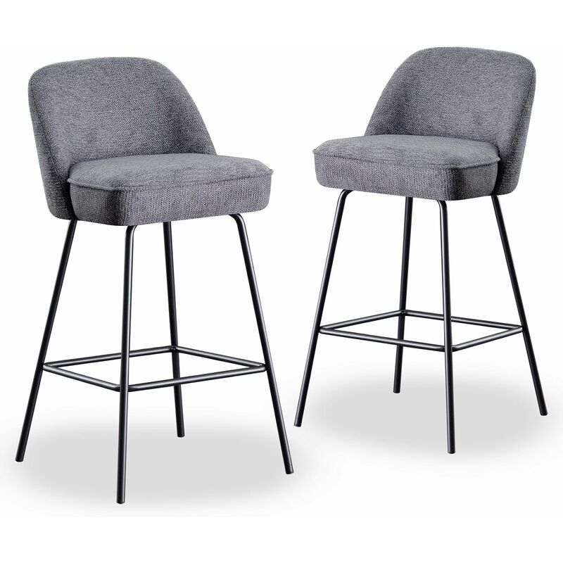 Jymtom - Lot de 2 tabourets de bar, haute résilience avec coussin à ressorts et pieds en métal, tabourets de bar pour petit-déjeuner, sans