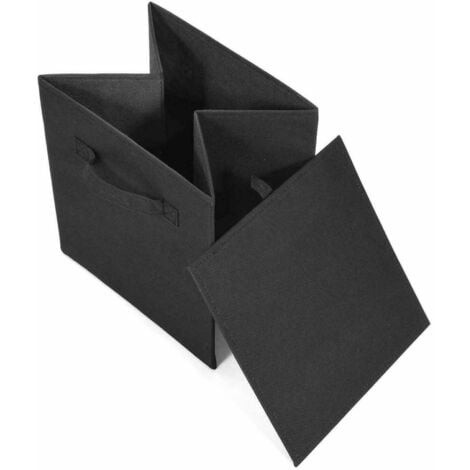 JYMTOM 4 Boîtes de Rangement en Toile Pliable, non tissée, Paniers de Rangement avec Poignées, 27 x 27 x 28 cm-pour vêtements, livres, jouets (Noir)