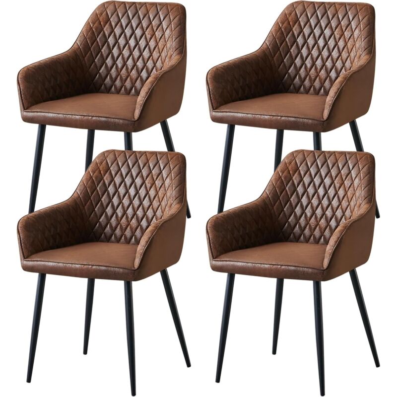 Jymtom - Lot de 4 Chaise de salle à manger, Fauteuil, Siège rembourrée, avec accoudoirs, pieds en métal, revêtement en velours, pour salon, chambre