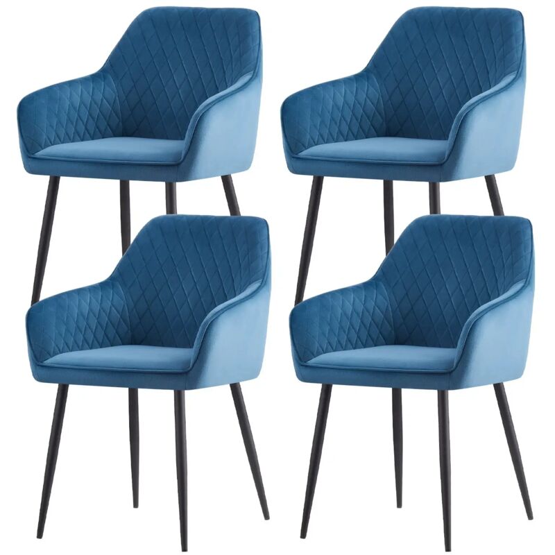 Jymtom - Lot de 4 Chaise de salle à manger, Fauteuil, Siège rembourrée, avec accoudoirs, pieds en métal, revêtement en velours, pour salon, chambre