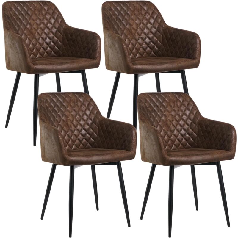 Jymtom - Lot de 4 Chaise Salle à Manger, Design scandinave Fauteuil en Similicuir, Rembourrée, Charge Max.120 kg, Pieds en Métal, pour Manger,