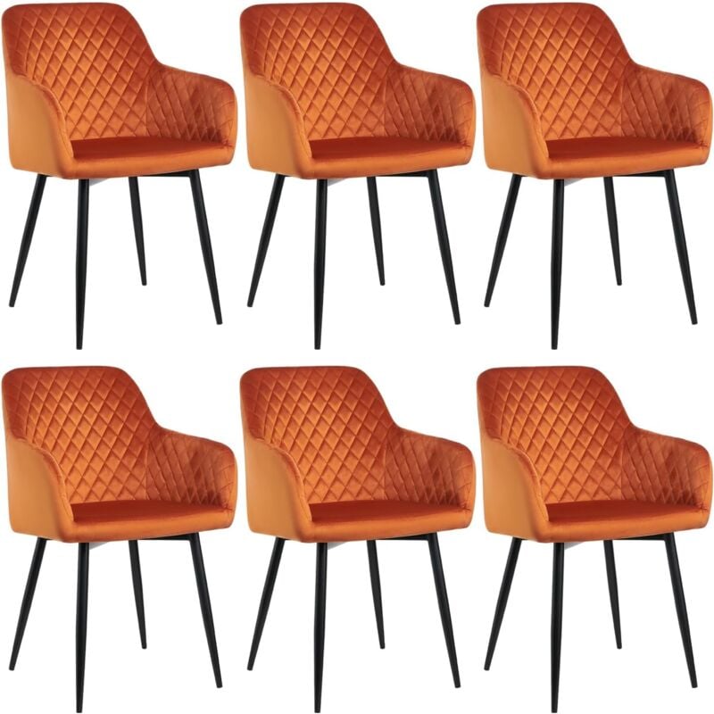 Jymtom - Lot de 6 Chaise Salle à Manger, Design scandinave Fauteuil en Velours, Rembourrée, Charge Max.120 kg, Pieds en Métal, pour Salon,