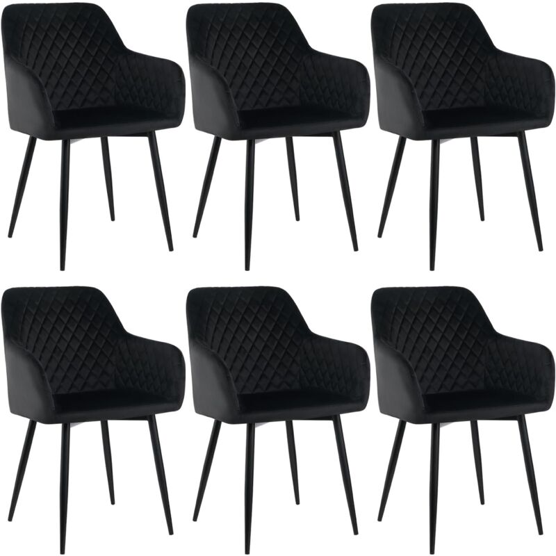 Jymtom - Lot de 6 Chaise Salle à Manger, Design scandinave Fauteuil en Velours, Rembourrée, Charge Max.120 kg, Pieds en Métal, pour Salon,